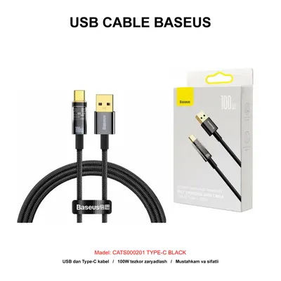 USB CABLE BASEUS CATS000201 TYPE-C BLACK