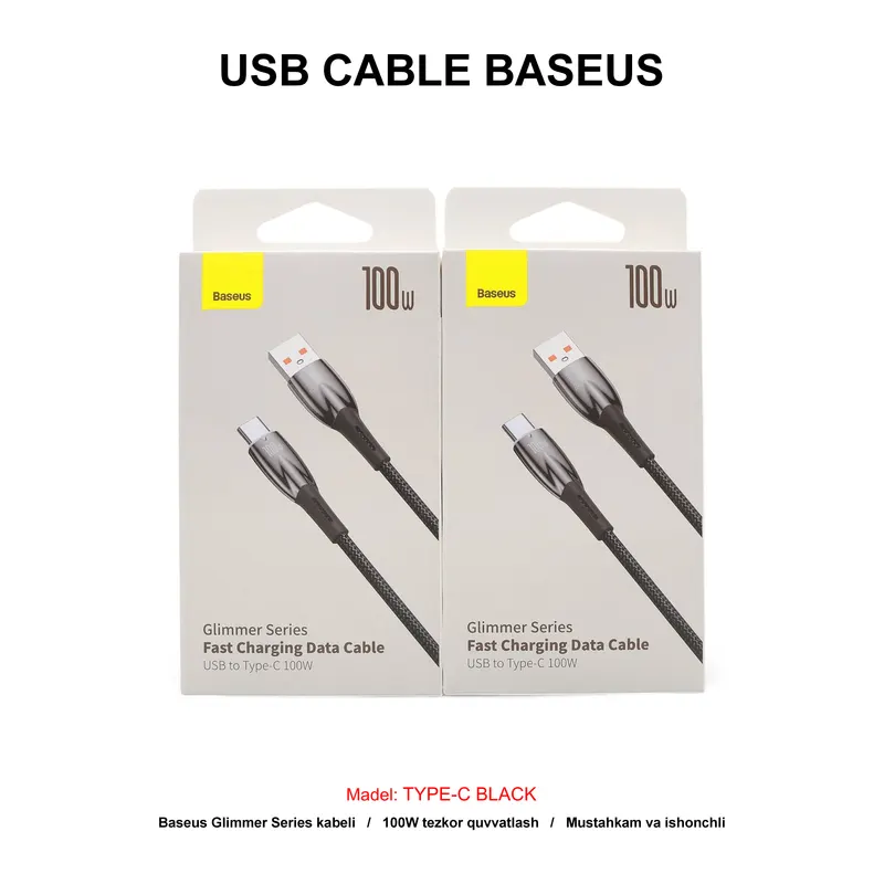 USB CABLE BASEUS CADH000401 TYPE-C BLACK