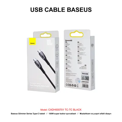 USB CABLE BASEUS CADH000701 TC-TC BLACK