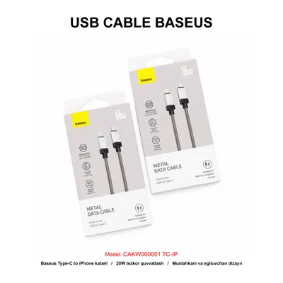 USB CABLE BASEUS CAKW000001 TC-IP BLACK