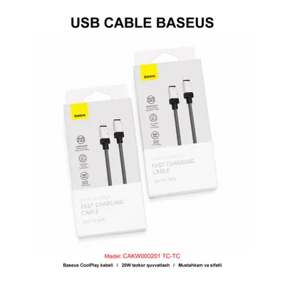 USB CABLE BASEUS CAKW000201 TC-TC BLACK