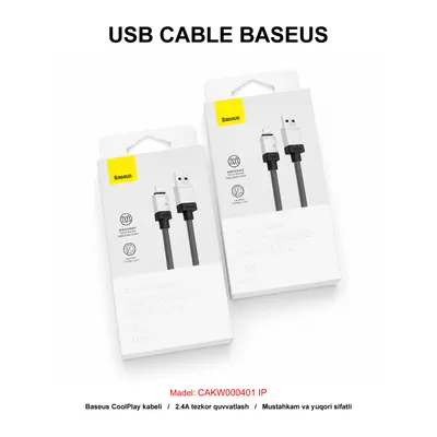 USB CABLE BASEUS CAKW000401 IP BLACK