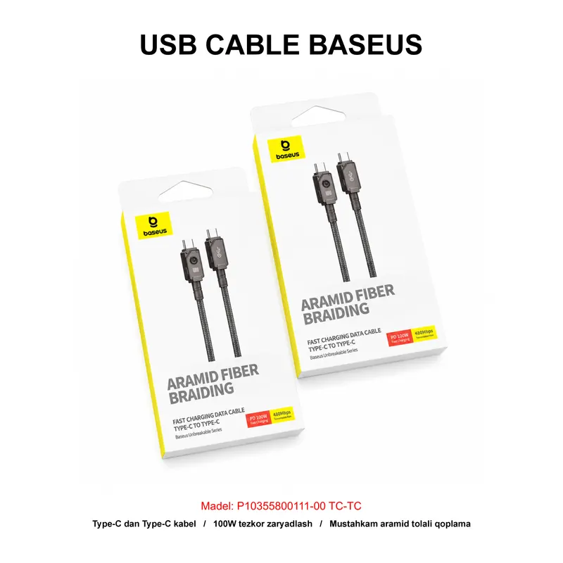 USB CABLE BASEUS P10355800111-00 TC-TC BLACK