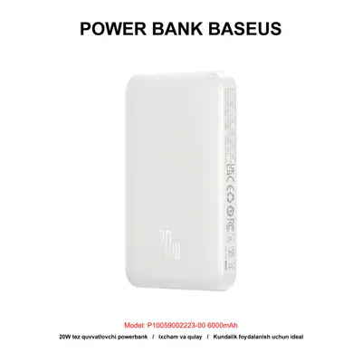 PB BASEUS P10059002223-00 6000mAh WHITE