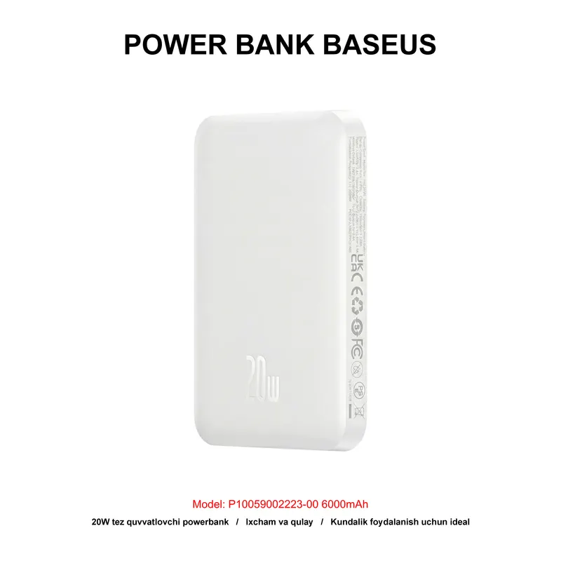 PB BASEUS P10059002223-00 6000mAh WHITE