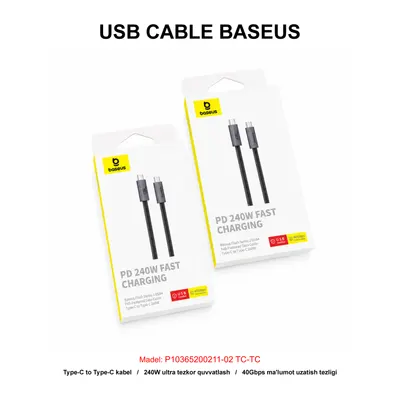 USB CABLE BASEUS P10365200211-02 TC-TC WHITE