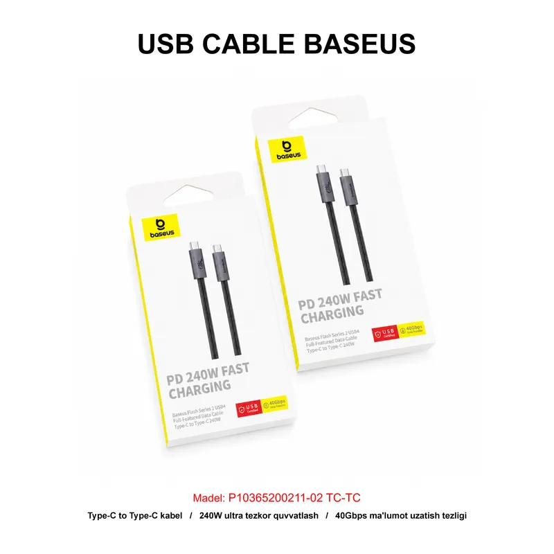 USB CABLE BASEUS P10365200211-02 TC-TC WHITE
