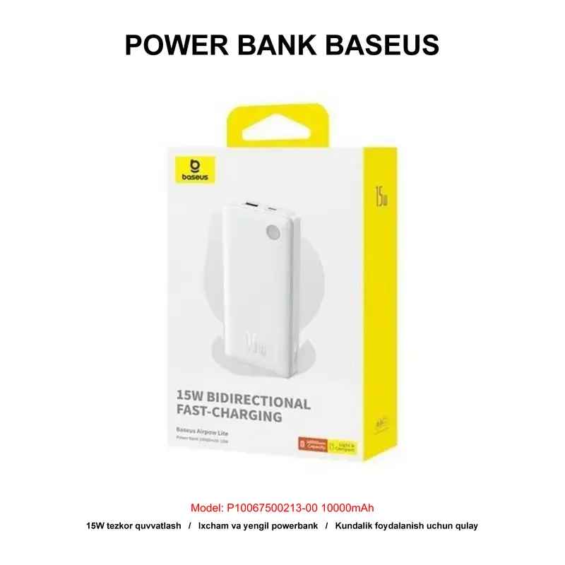 PB BASEUS P10067500213-00 10000mAh WHITE