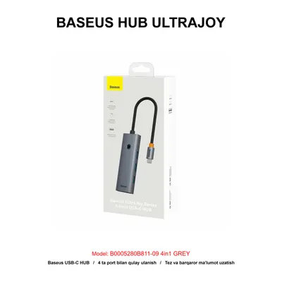 BASEUS HUB ULTRAJOY B0005280B811-09 4in1 GREY