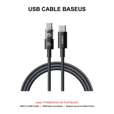 USB CABLE BASEUS P10382703121-00 TC-IP BLACK