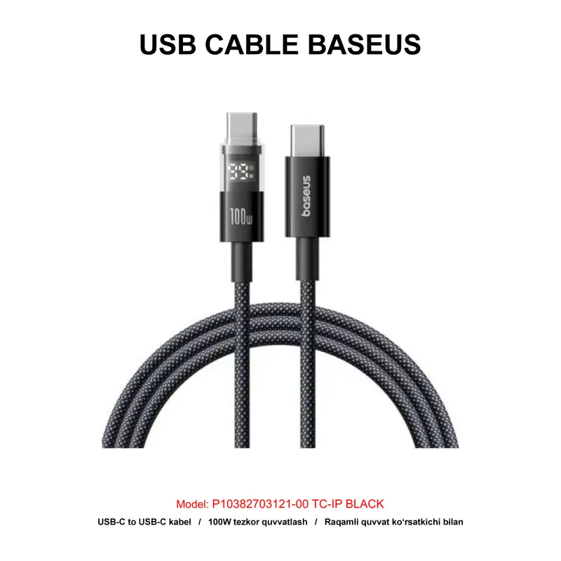 USB CABLE BASEUS P10382703121-00 TC-IP BLACK