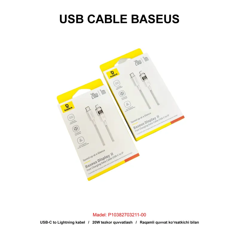 USB CABLE BASEUS P10382703211-00 TC-IP WHITE