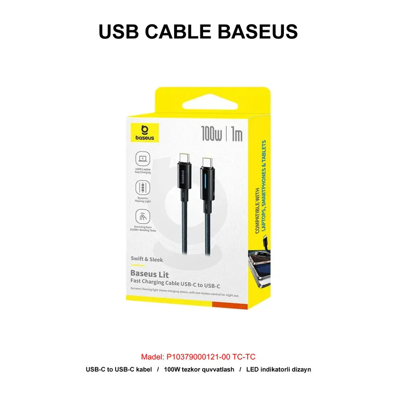 USB CABLE BASEUS P10379000121-00 TC-TC BLACK
