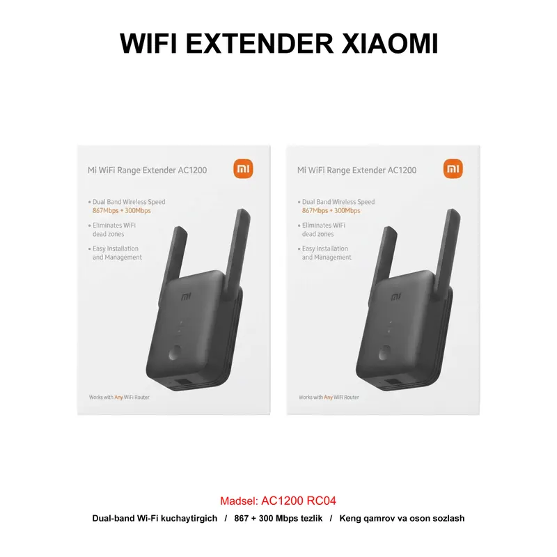WIFI EXTENDER XIAOMI AC1200 RC04 BLACK