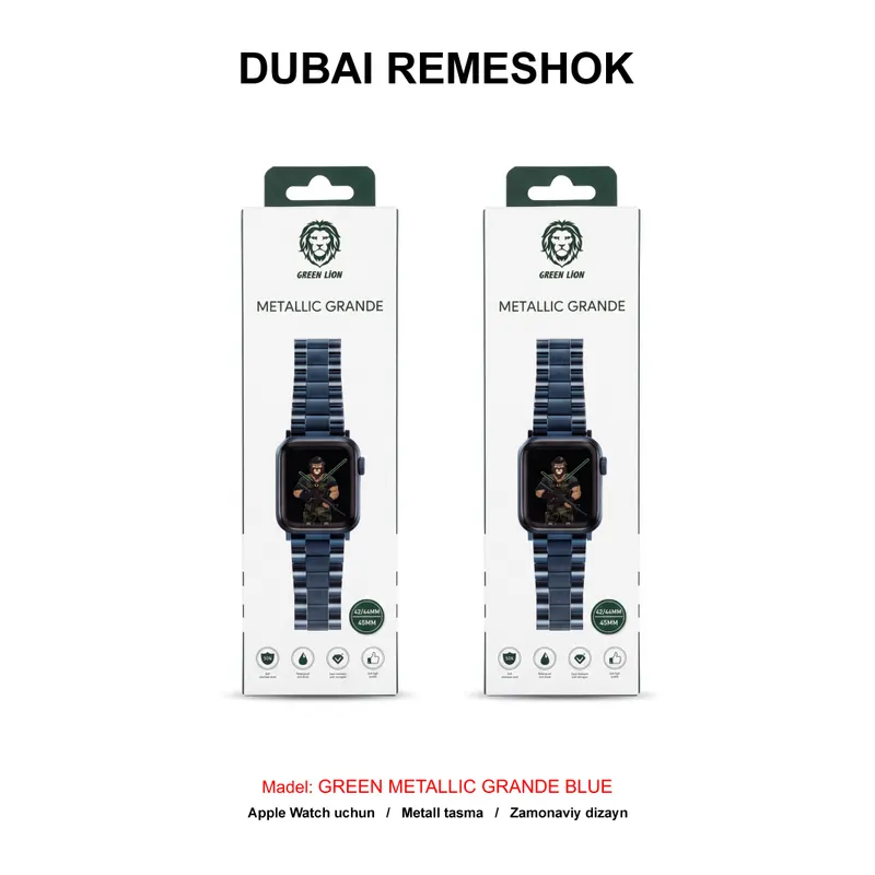 DUBAI REMESHOK 42-44-45mm GREEN METALLIC GRANDE BLUE