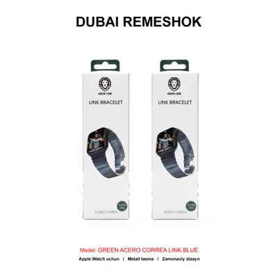 DUBAI REMESHOK 42-44-45mm GREEN ACERO CORREA LINK BLUE