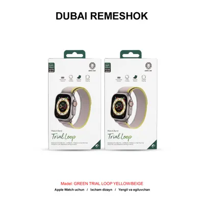 DUBAI REMESHOK 42-44-45-49mm GREEN TRIAL LOOP YELLOW/BEIGE