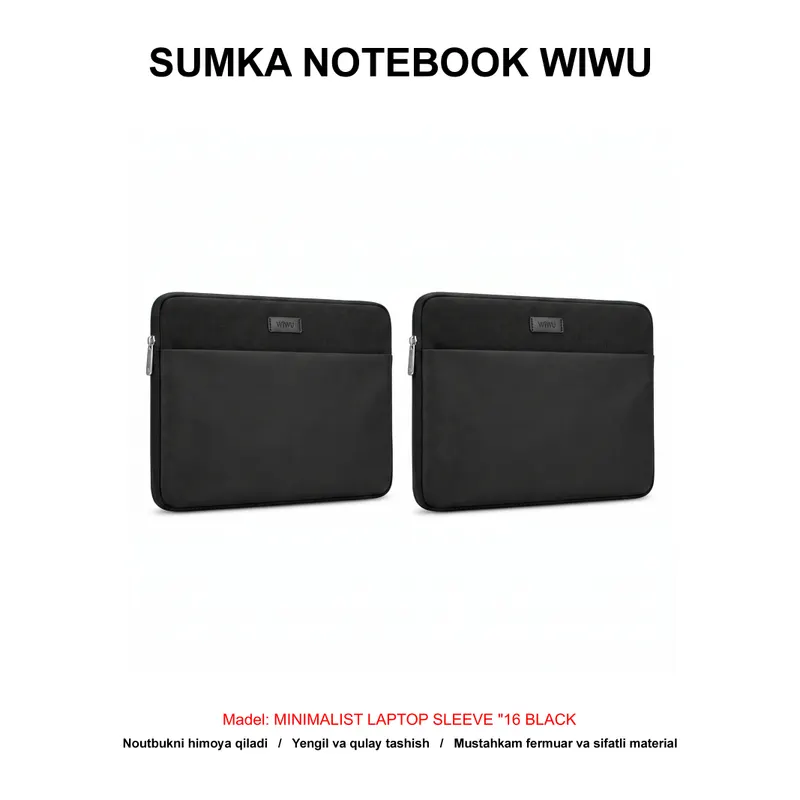 SUMKA NOTEBOOK WIWU MINIMALIST LAPTOP SLEEVE "16 BLACK