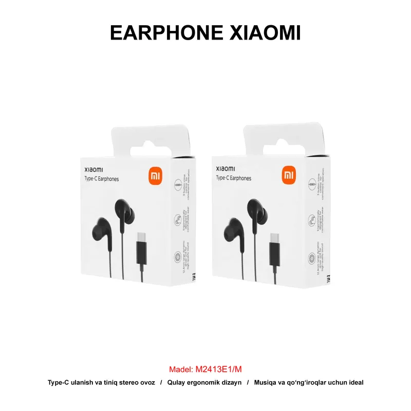 EARPHONE XIAOMI M2413E1/M TYPE-C BLACK