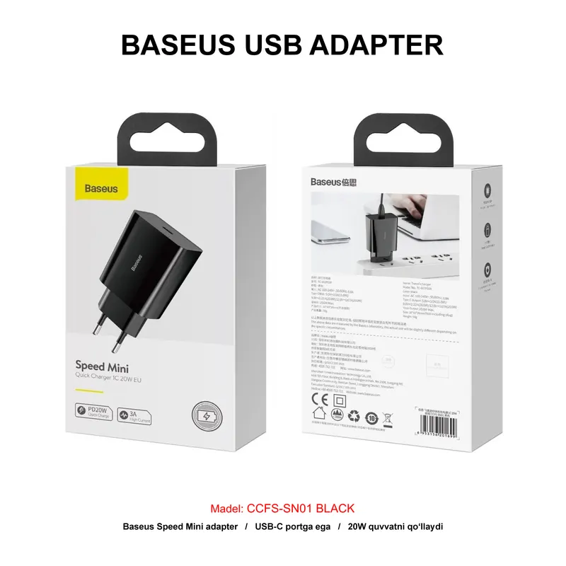 ADAPTER BASEUS 20W CCFS-SN01 BLACK