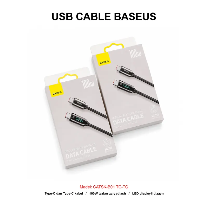 USB CABLE BASEUS CATSK-B01 TC-TC BLACK