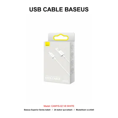 USB CABLE BASEUS CAMYS-02 V8 WHITE