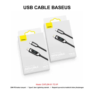USB CABLE BASEUS CATLSK-01 TC-IP BLACK