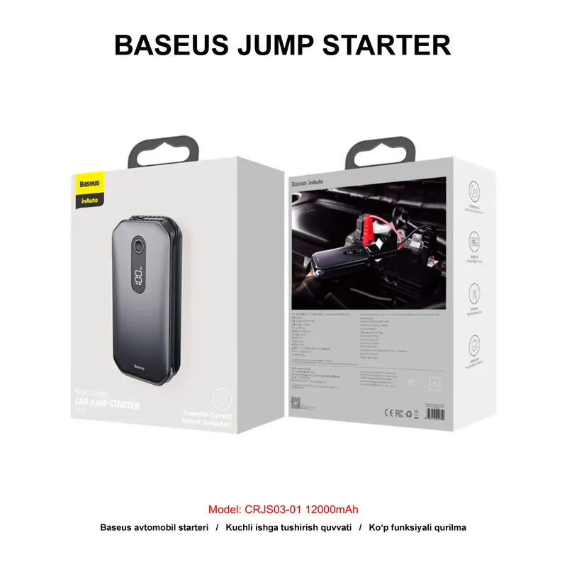 PB BASEUS JUMP STARTER CRJS03-01 12000mAh BLACK