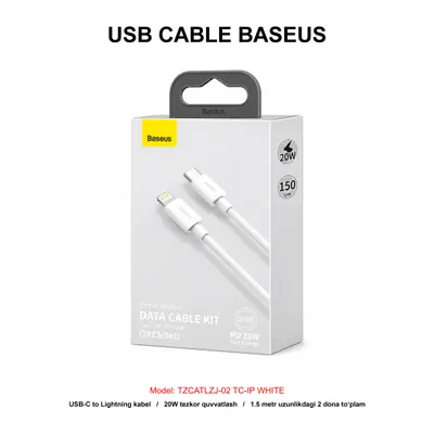 USB CABLE BASEUS TZCATLZJ-02 TC-IP WHITE