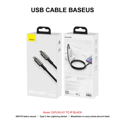USB CABLE BASEUS CATLWJ-01 TC-IP BLACK