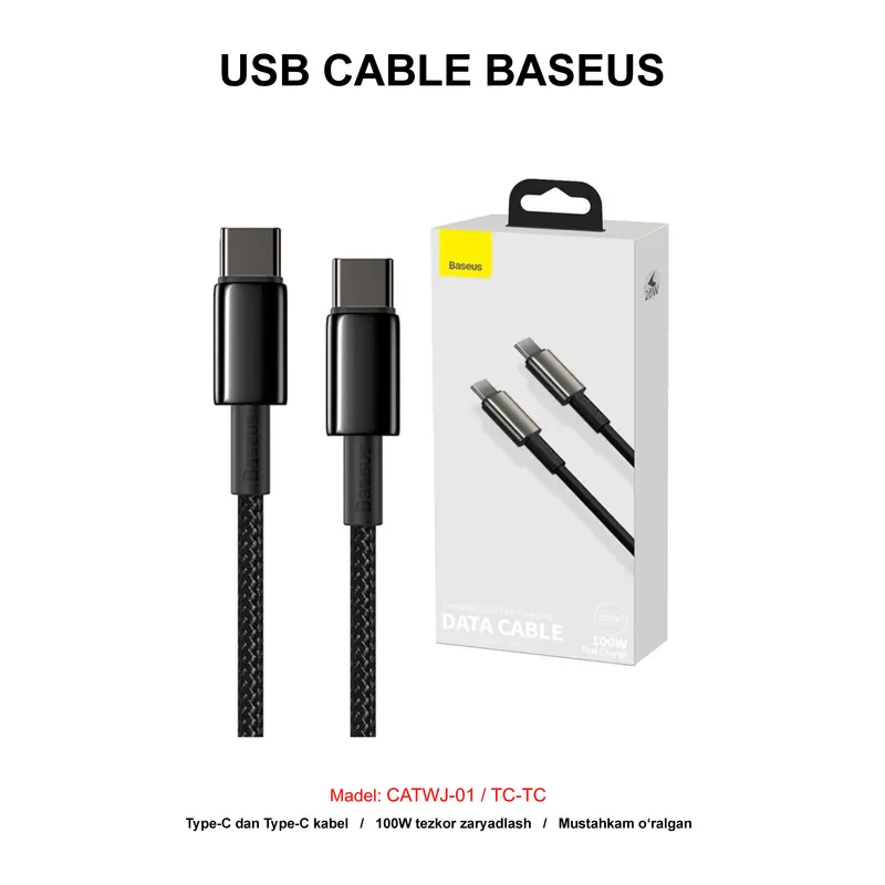 USB CABLE BASEUS CATWJ-01 TC-TC BLACK