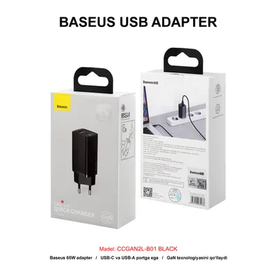 ADAPTER BASEUS CCGAN2L-B01 BLACK