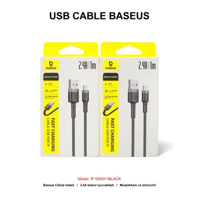 USB CABLE BASEUS CALKLF-BG1 IP GRAY+BLACK