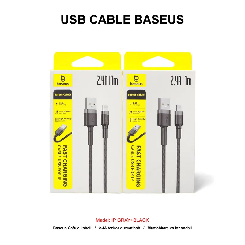 USB CABLE BASEUS CALKLF-BG1 IP GRAY+BLACK
