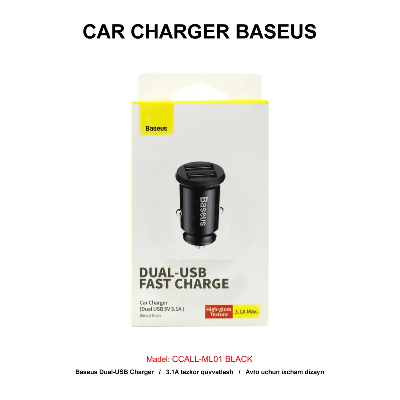 CAR CHARGER BASEUS CCALL-ML01 BLACK