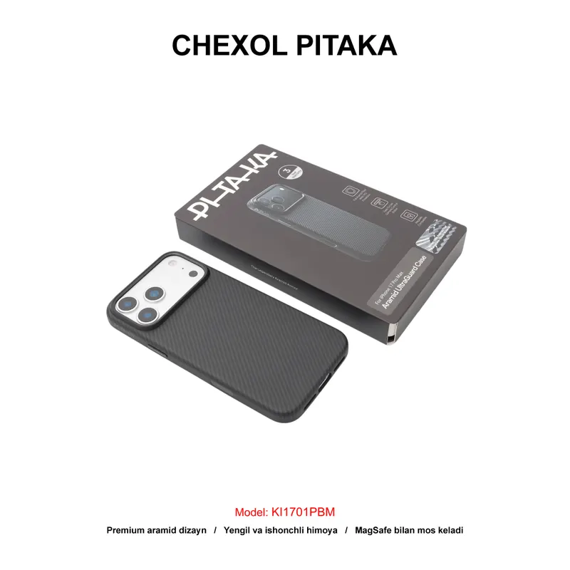 CHEXOL PITAKA ULTRA GUARD KI1701PBM IP17 PRO MAX BLACK/GREY