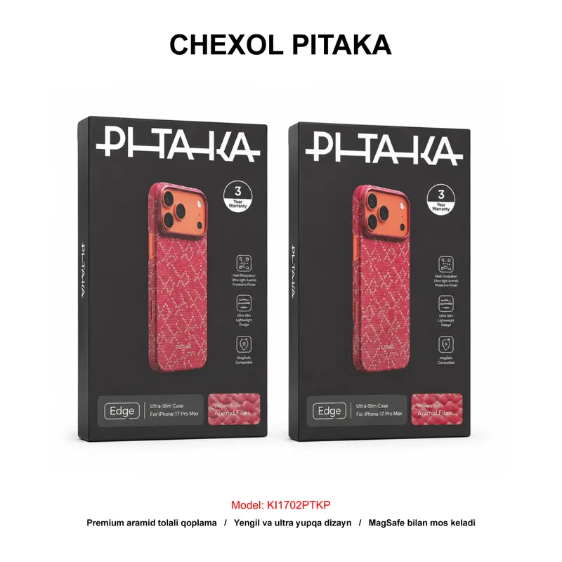 CHEXOL PITAKA KI1702PTKP IP17 PRO MAX GOLD/RED