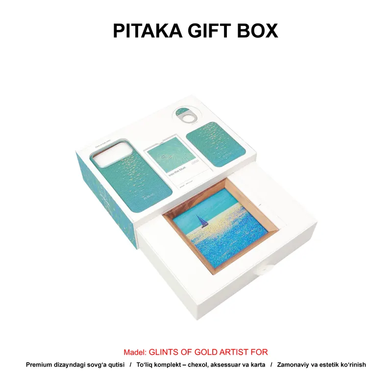 GIFT BOX PITAKA GLINTS OF GOLD ARTIST FOR IP17 PRO MAX LUCID BLUE