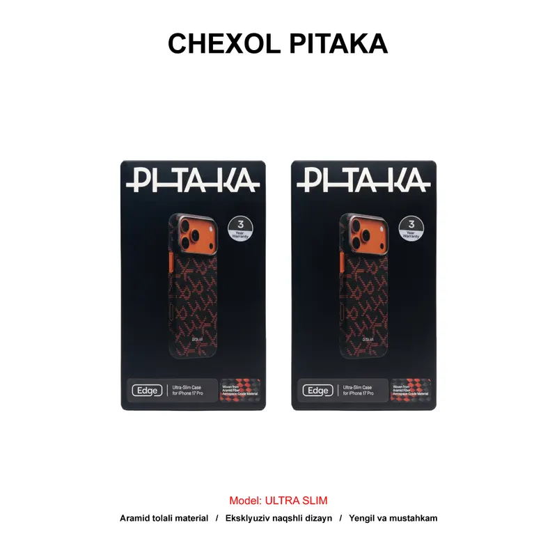 CHEXOL PITAKA ULTRA SLIM KI1704PTK IP17 PRO ORANGE BLACK