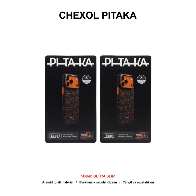 CHEXOL PITAKA ULTRA SLIM KI1704PTKP IP17 PRO MAX ORANGE BLACK