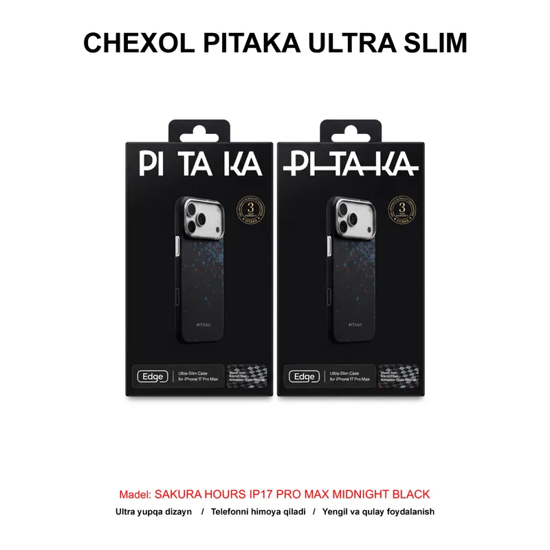 CHEXOL PITAKA ULTRA SLIM SAKURA HOURS SH1701PMM IP17 PRO MAX MIDNIGHT BLACK