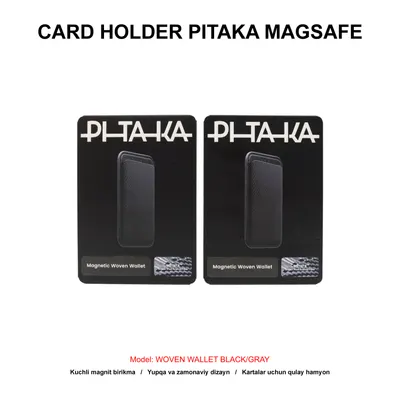 CARD HOLDER PITAKA MAGSAFE WOVEN WALLET MWW2401 BLACK/GRAY