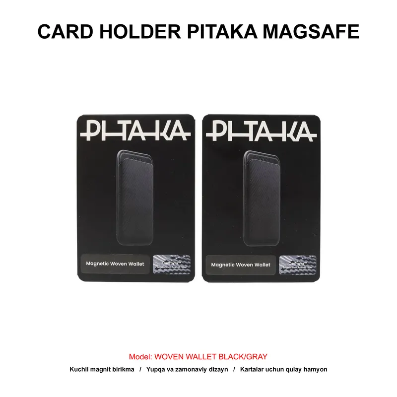 CARD HOLDER PITAKA MAGSAFE WOVEN WALLET MWW2401 BLACK/GRAY