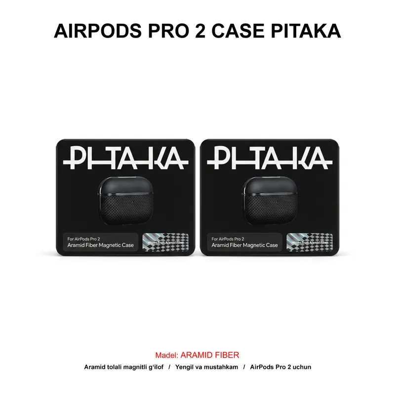 AIRPODS PRO 2 CASE PITAKA ARAMID FIBER APM2401 BLACK/GREY