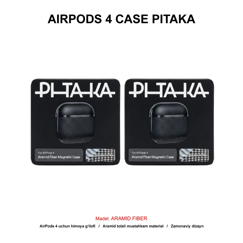 AIRPODS 4 CASE PITAKA ARAMID FIBER APM2404 BLACK/GRAY
