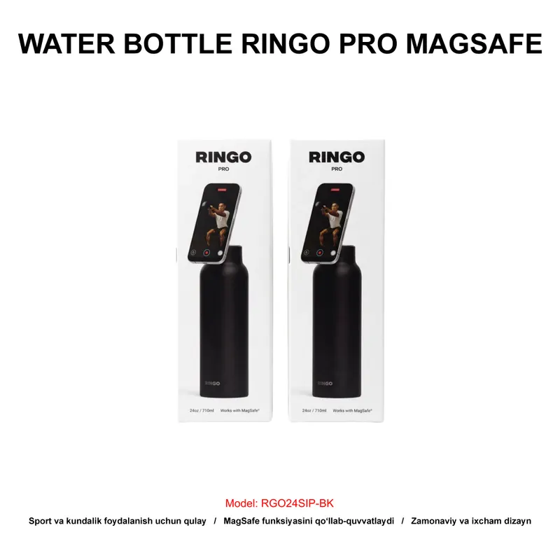 WATER BOTTLE RINGO PRO MAGSAFE RGO24SIP-BK 710ML BLACK