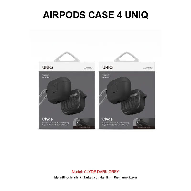 AIRPODS CASE 4 UNIQ CLYDE DARK GREY