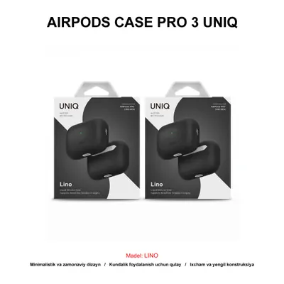 AIRPODS CASE PRO 3 UNIQ LINO CHARCOAL GREY