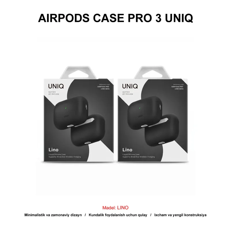 AIRPODS CASE PRO 3 UNIQ LINO CHARCOAL GREY