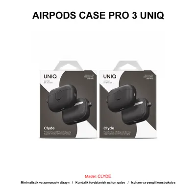 AIRPODS CASE PRO 3 UNIQ CLYDE BLACK/DARK GREY